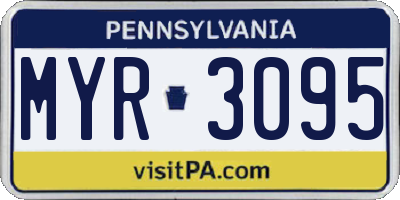 PA license plate MYR3095
