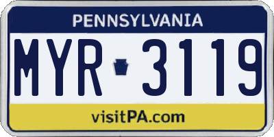 PA license plate MYR3119