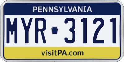PA license plate MYR3121