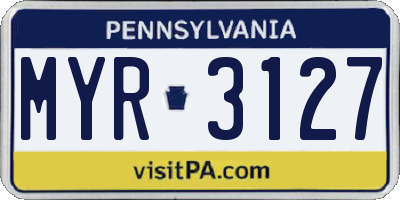 PA license plate MYR3127