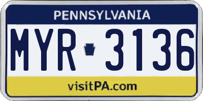 PA license plate MYR3136