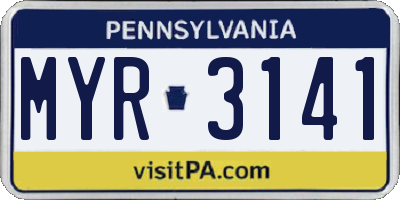 PA license plate MYR3141