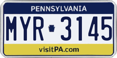 PA license plate MYR3145
