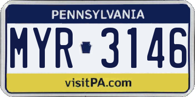 PA license plate MYR3146