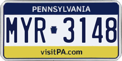 PA license plate MYR3148