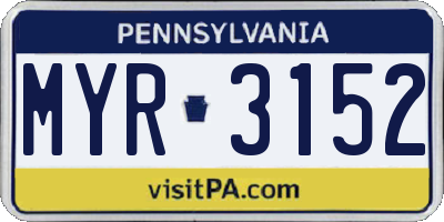 PA license plate MYR3152