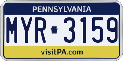 PA license plate MYR3159