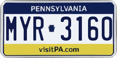 PA license plate MYR3160