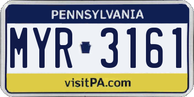 PA license plate MYR3161