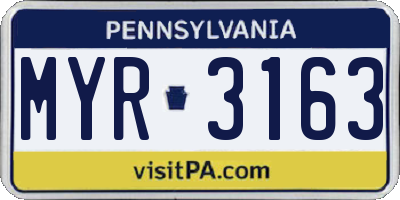 PA license plate MYR3163