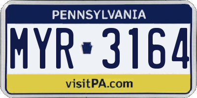 PA license plate MYR3164