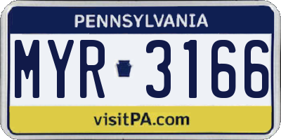 PA license plate MYR3166