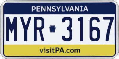 PA license plate MYR3167