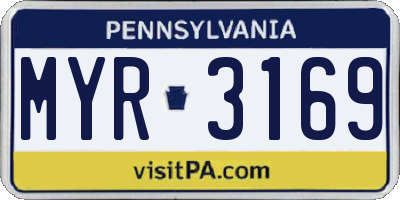 PA license plate MYR3169