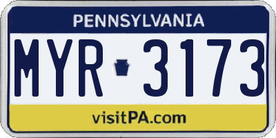 PA license plate MYR3173