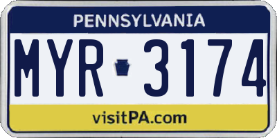 PA license plate MYR3174