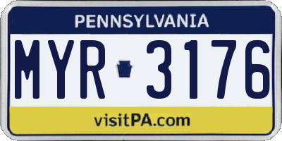 PA license plate MYR3176
