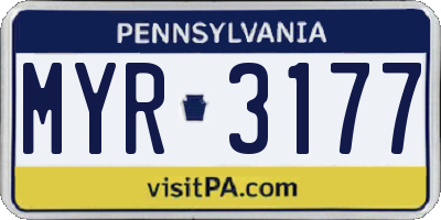PA license plate MYR3177