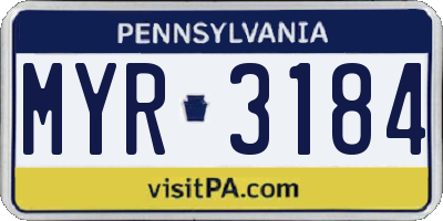 PA license plate MYR3184