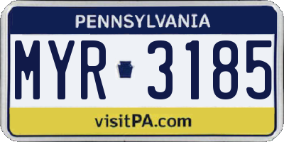 PA license plate MYR3185
