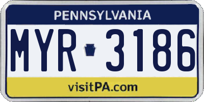 PA license plate MYR3186