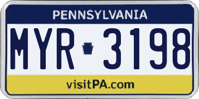 PA license plate MYR3198