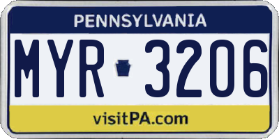 PA license plate MYR3206