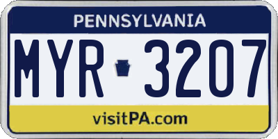PA license plate MYR3207