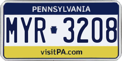 PA license plate MYR3208