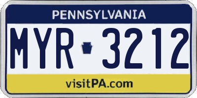 PA license plate MYR3212