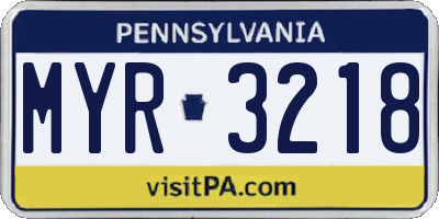PA license plate MYR3218