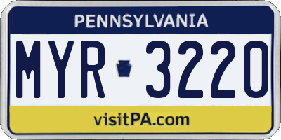 PA license plate MYR3220