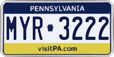 PA license plate MYR3222