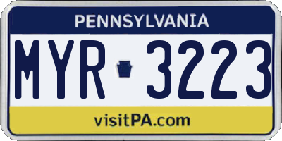 PA license plate MYR3223