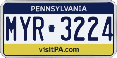 PA license plate MYR3224