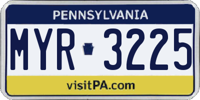 PA license plate MYR3225
