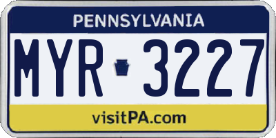 PA license plate MYR3227