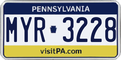 PA license plate MYR3228