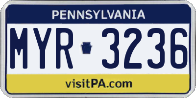 PA license plate MYR3236