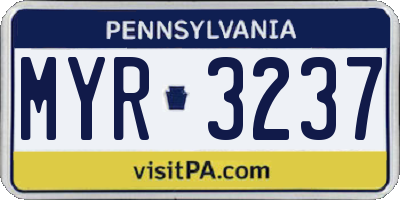 PA license plate MYR3237