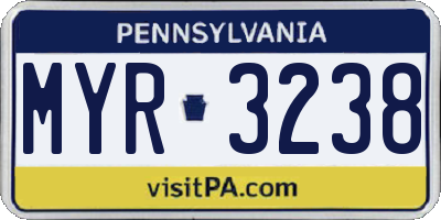 PA license plate MYR3238