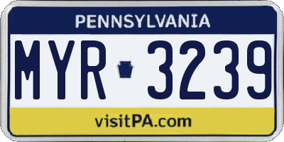 PA license plate MYR3239