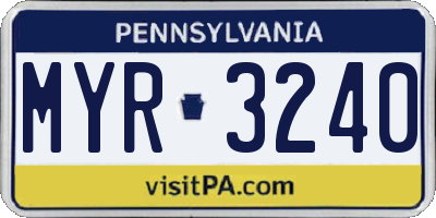 PA license plate MYR3240