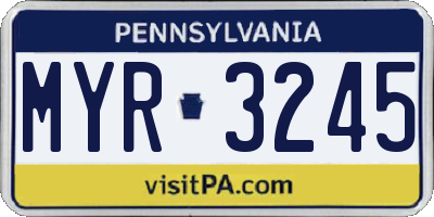 PA license plate MYR3245