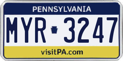 PA license plate MYR3247