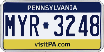 PA license plate MYR3248