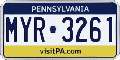 PA license plate MYR3261