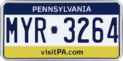 PA license plate MYR3264