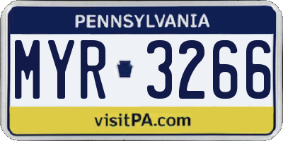 PA license plate MYR3266