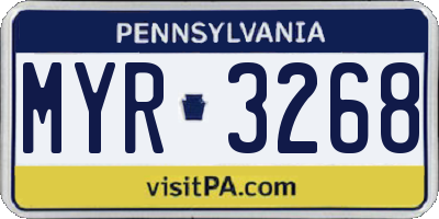 PA license plate MYR3268